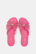 GOLD BUCKLE PINK SHEER SLIPPERS