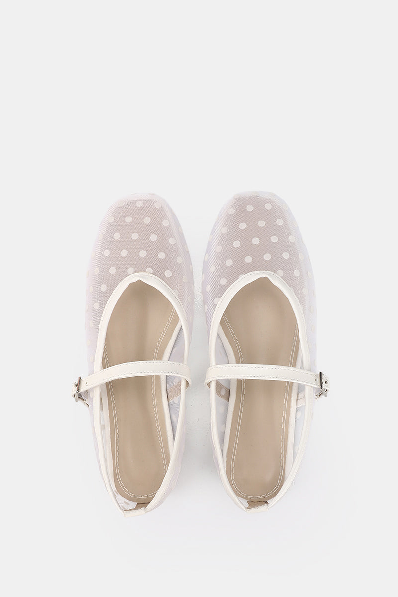 WHITE DOTTED MESH MARY JANE