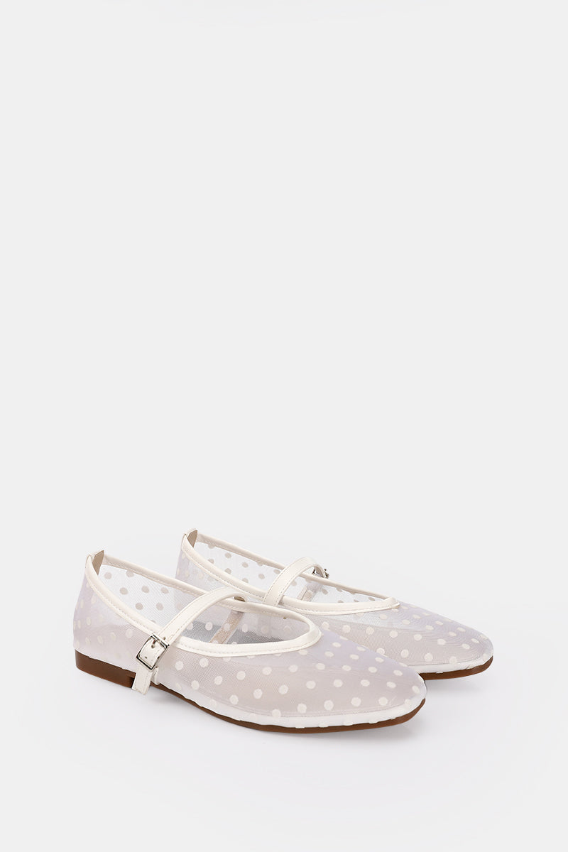 WHITE DOTTED MESH MARY JANE