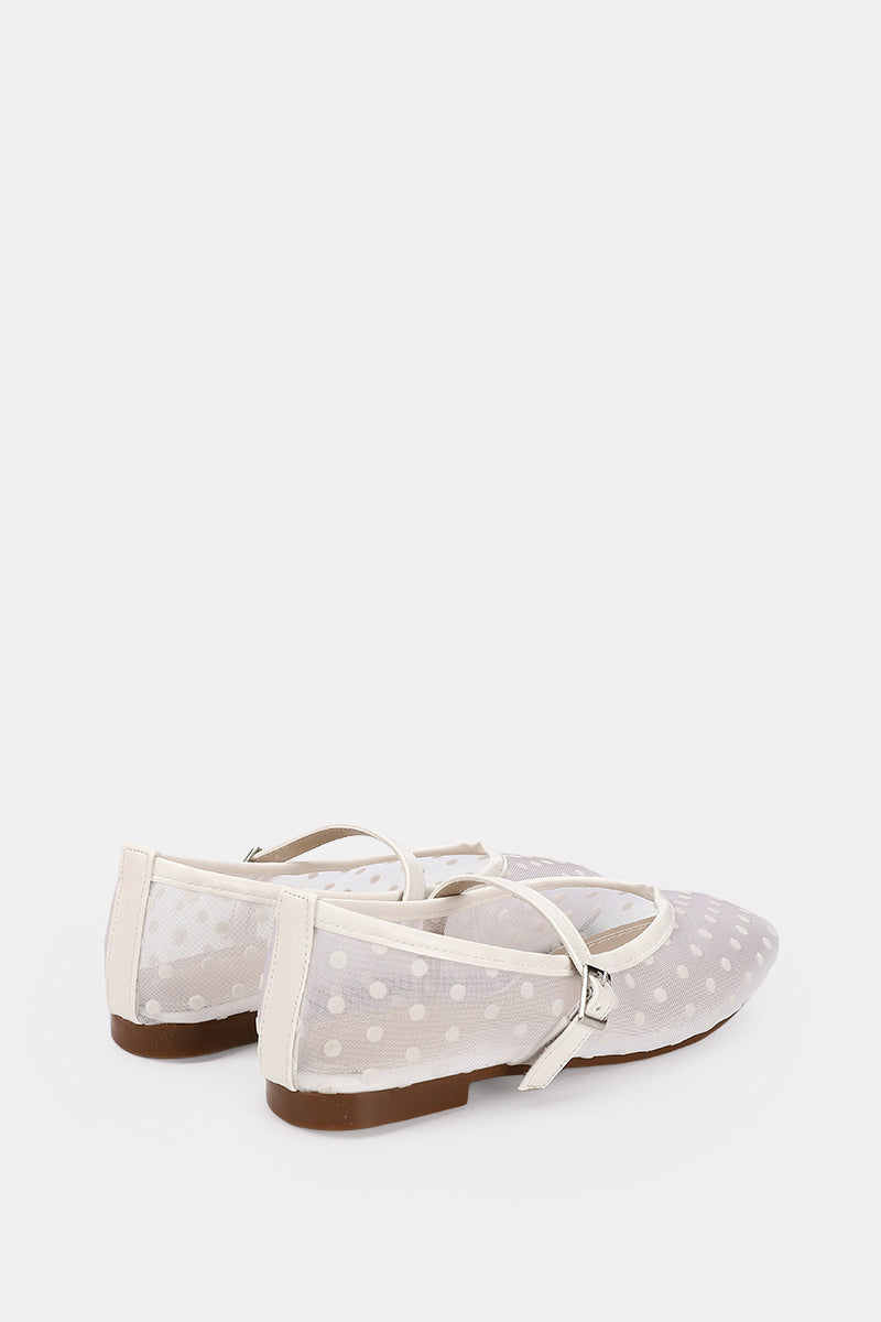 WHITE DOTTED MESH MARY JANE