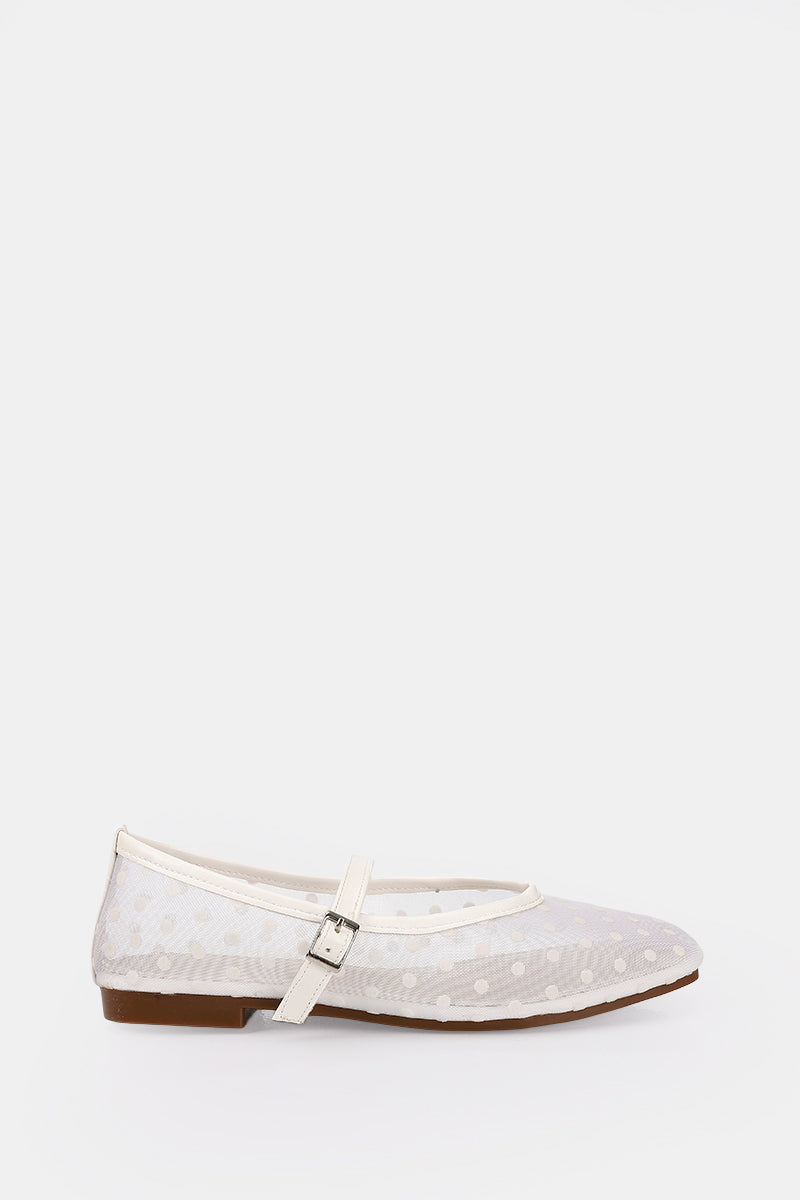 WHITE DOTTED MESH MARY JANE