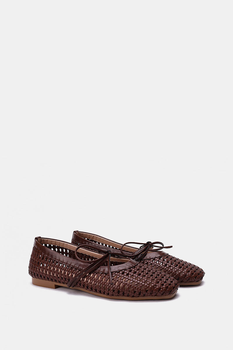 BURGUNDY BRAIDED WOVEN FLAT