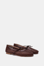 BURGUNDY BRAIDED WOVEN FLAT