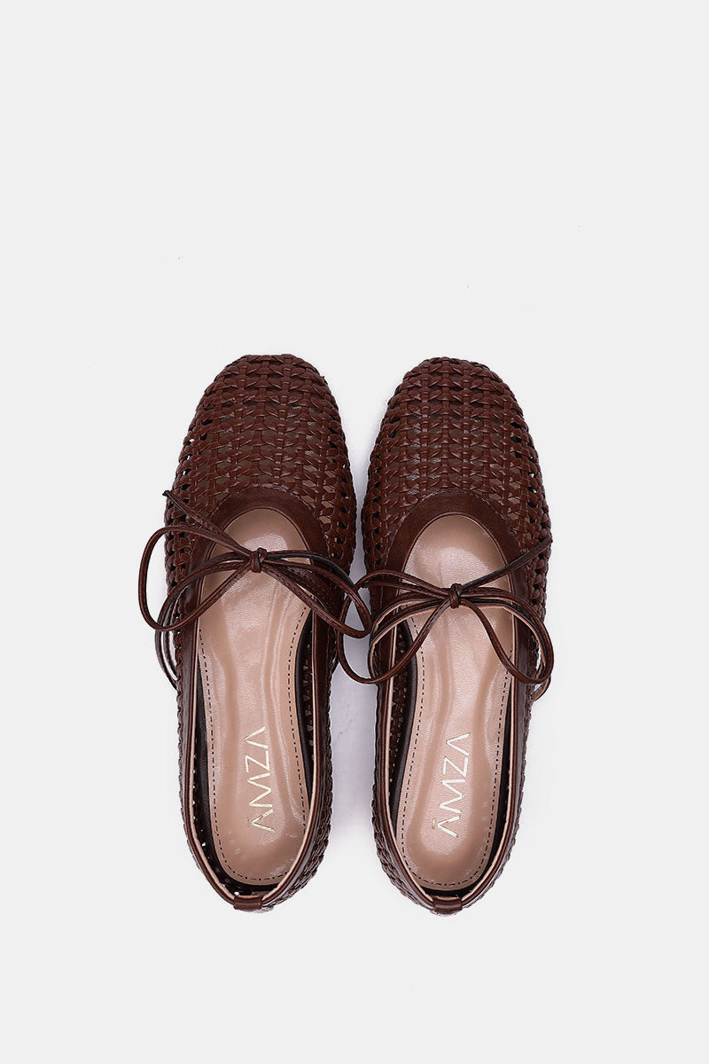 BURGUNDY BRAIDED WOVEN FLAT