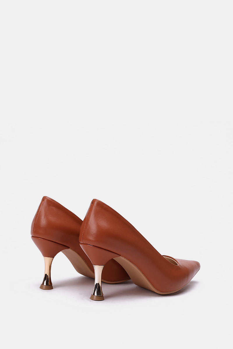 TAN POINTED-TOE KITTEN HEELS