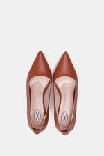 TAN POINTED-TOE KITTEN HEELS