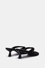 BLACK SUEDE KITTEN HEEL SANDALS