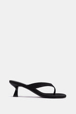 BLACK SUEDE KITTEN HEEL SANDALS