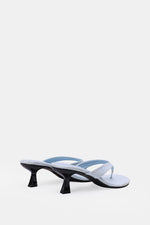 BLEU CIEL SUEDE KITTEN HEEL SANDALS