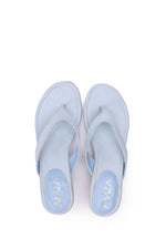 BLEU CIEL SUEDE KITTEN HEEL SANDALS