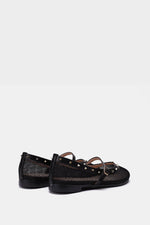 BLACK FISHNET STUDDED FLAT