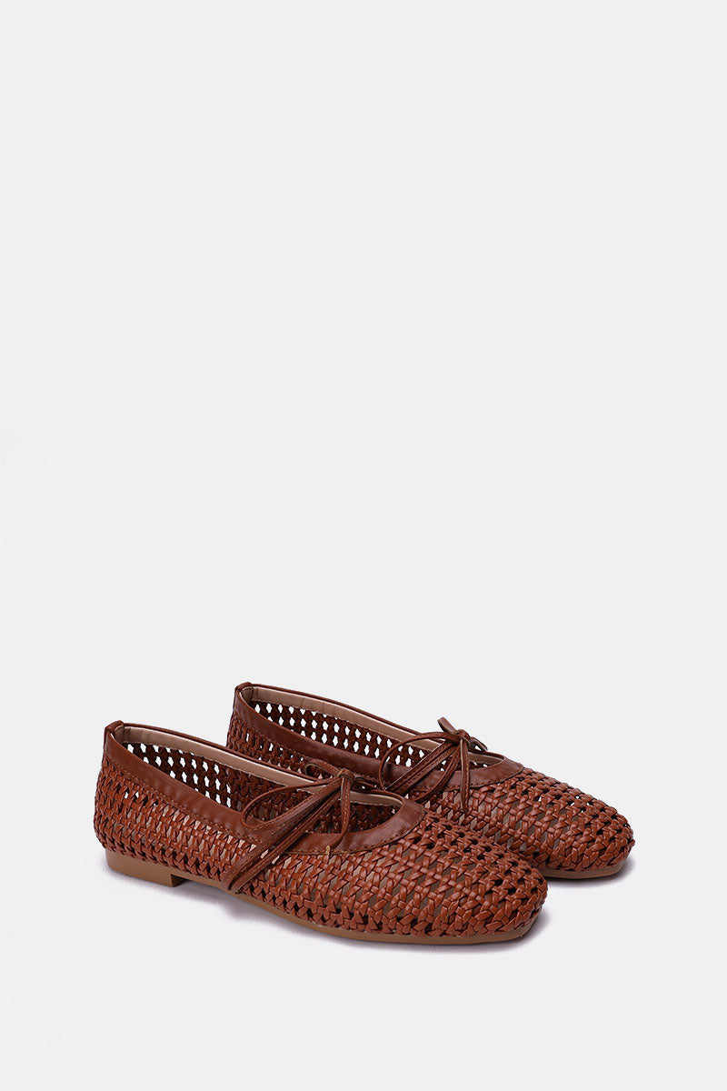 TAN BRAIDED WOVEN FLAT