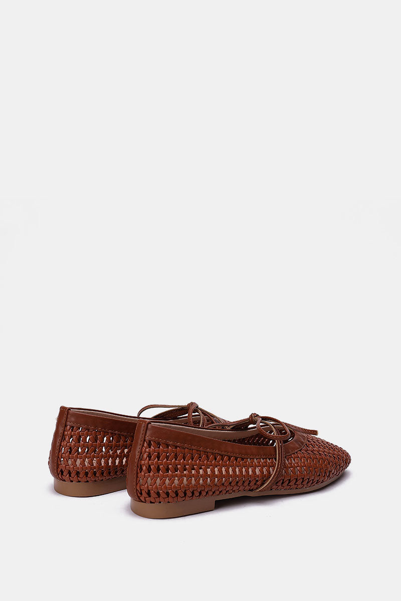 TAN BRAIDED WOVEN FLAT