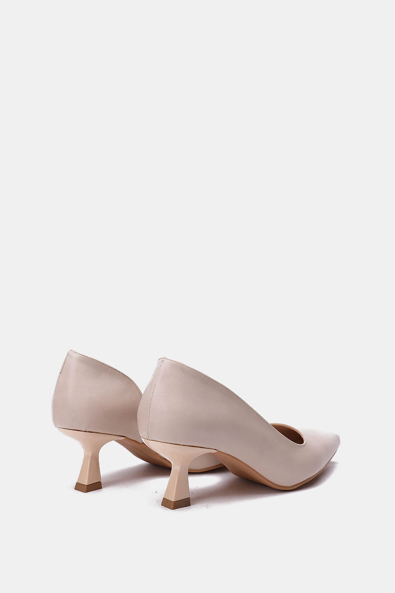 BEIGE OPEN KITTEN PUMPS