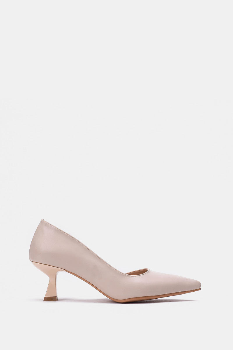 BEIGE OPEN KITTEN PUMPS