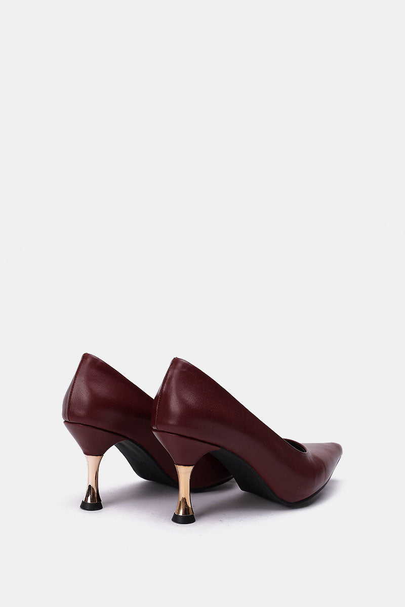 BURGUNDY POINTED-TOE KITTEN HEELS