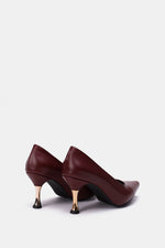 BURGUNDY POINTED-TOE KITTEN HEELS