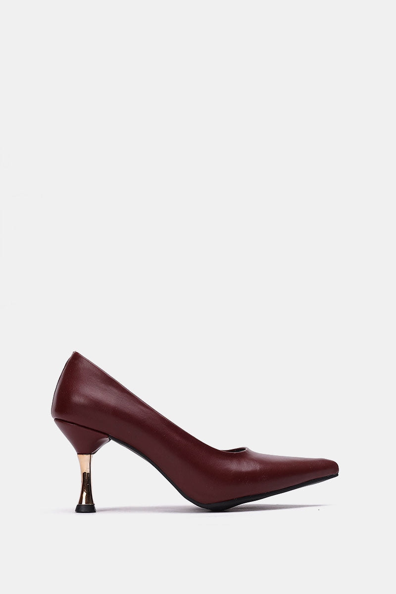 BURGUNDY POINTED-TOE KITTEN HEELS
