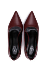 BURGUNDY POINTED-TOE KITTEN HEELS