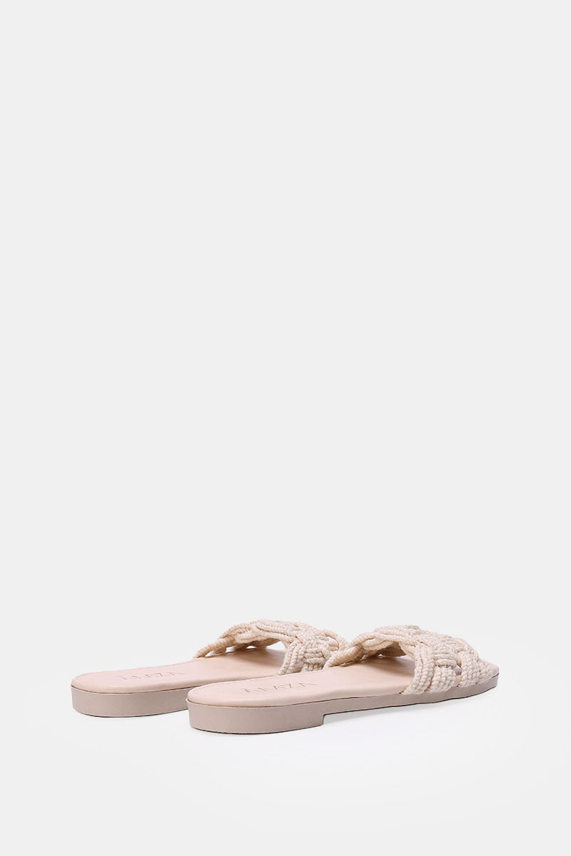 CREAMY KNITTED SLIPPERS