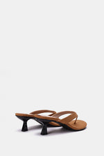 TAN SUEDE KITTEN HEEL SANDALS
