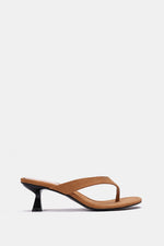TAN SUEDE KITTEN HEEL SANDALS