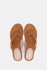 TAN SUEDE KITTEN HEEL SANDALS