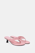 PINK SUEDE KITTEN HEEL SANDALS