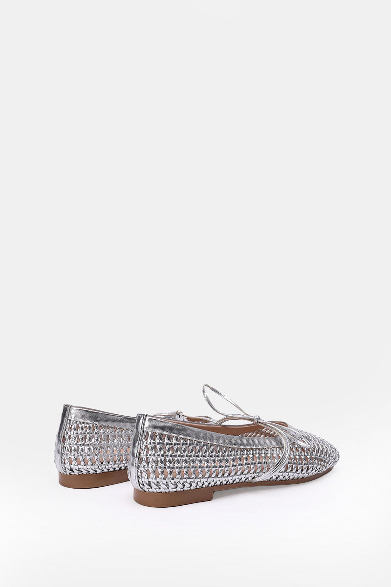 SILVER BRAIDED WOVEN FLAT