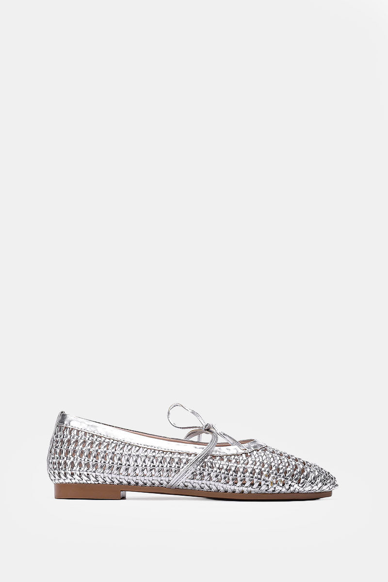 SILVER BRAIDED WOVEN FLAT