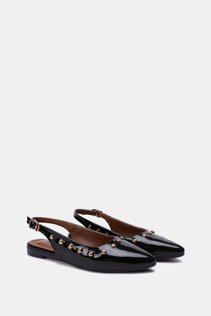 SLINGBACK STUDDED BLACK MULE