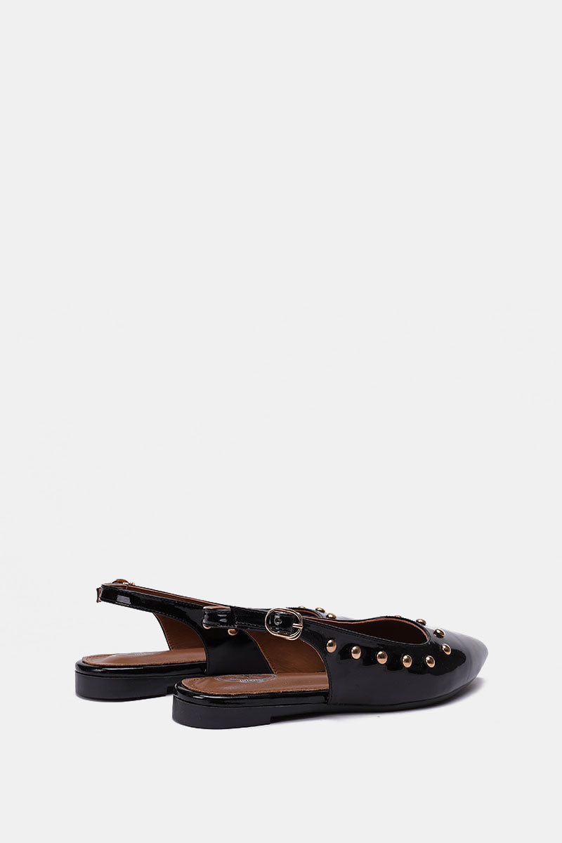SLINGBACK STUDDED BLACK MULE