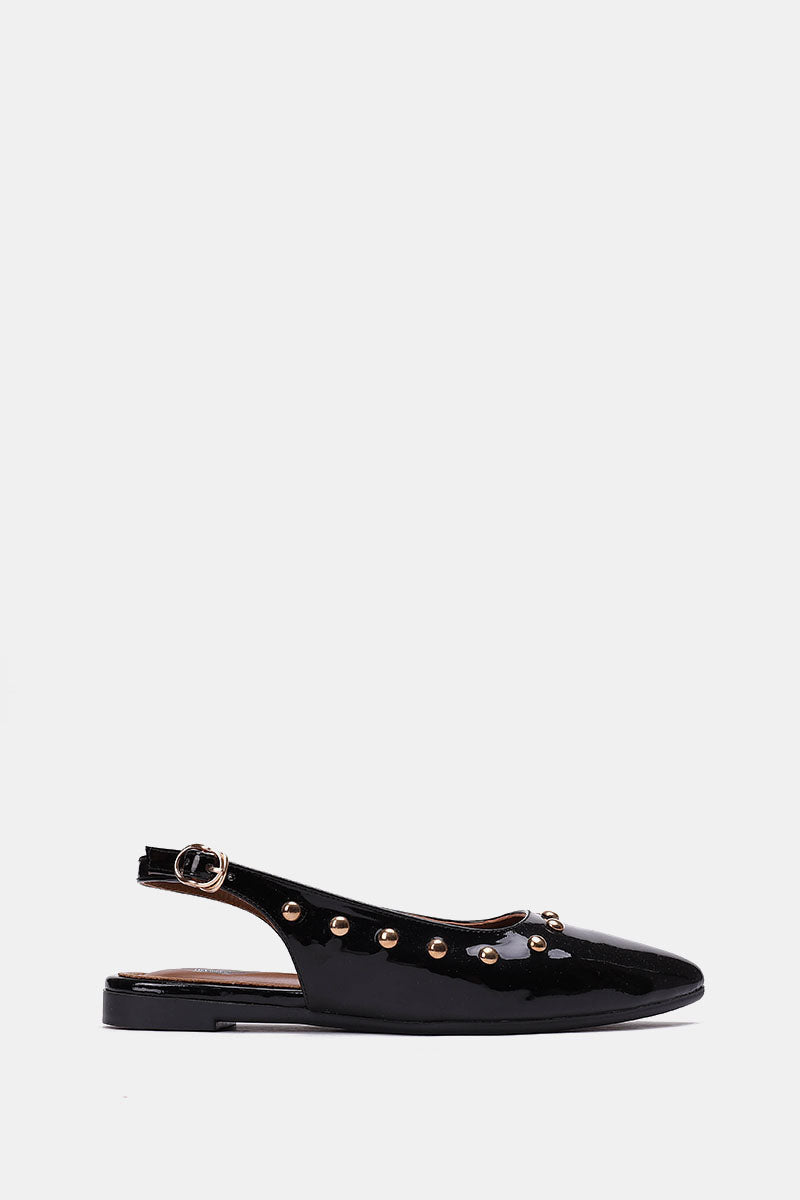 SLINGBACK STUDDED BLACK MULE