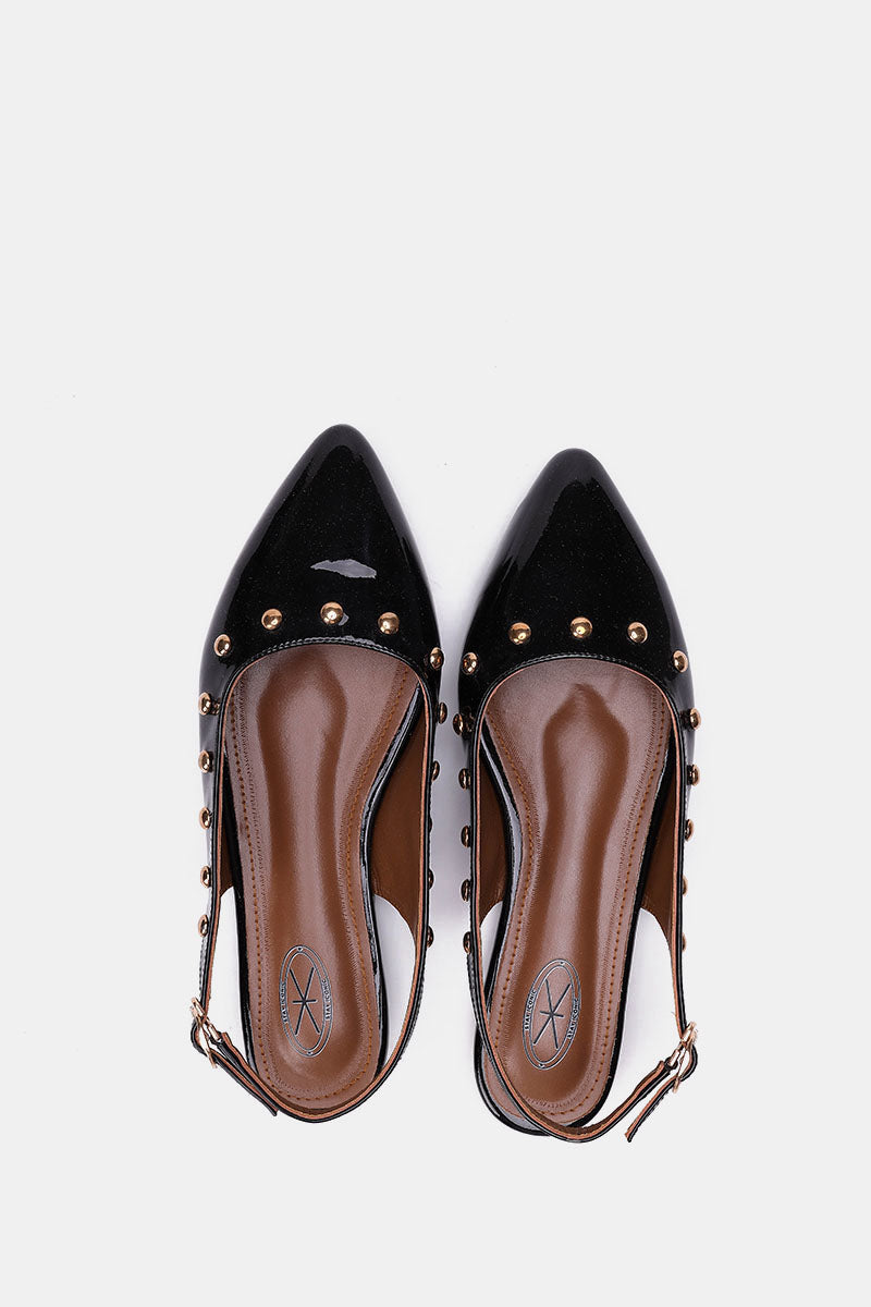 SLINGBACK STUDDED BLACK MULE