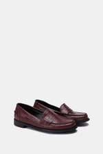 BURGUNDY VEGAN LEATHER PENNY LOAFERS