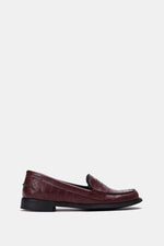 BURGUNDY VEGAN LEATHER PENNY LOAFERS