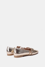 GOLD DOUBLE BUCKLE BALLERINA