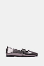 GREY DOUBLE BUCKLE BALLERINA