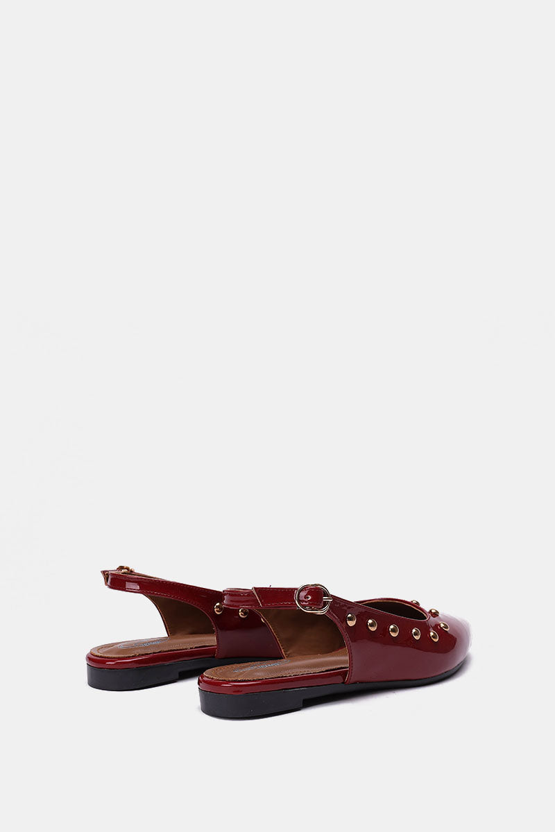 SLINGBACK STUDDED BURGUNDY MULE