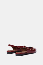 SLINGBACK STUDDED BURGUNDY MULE