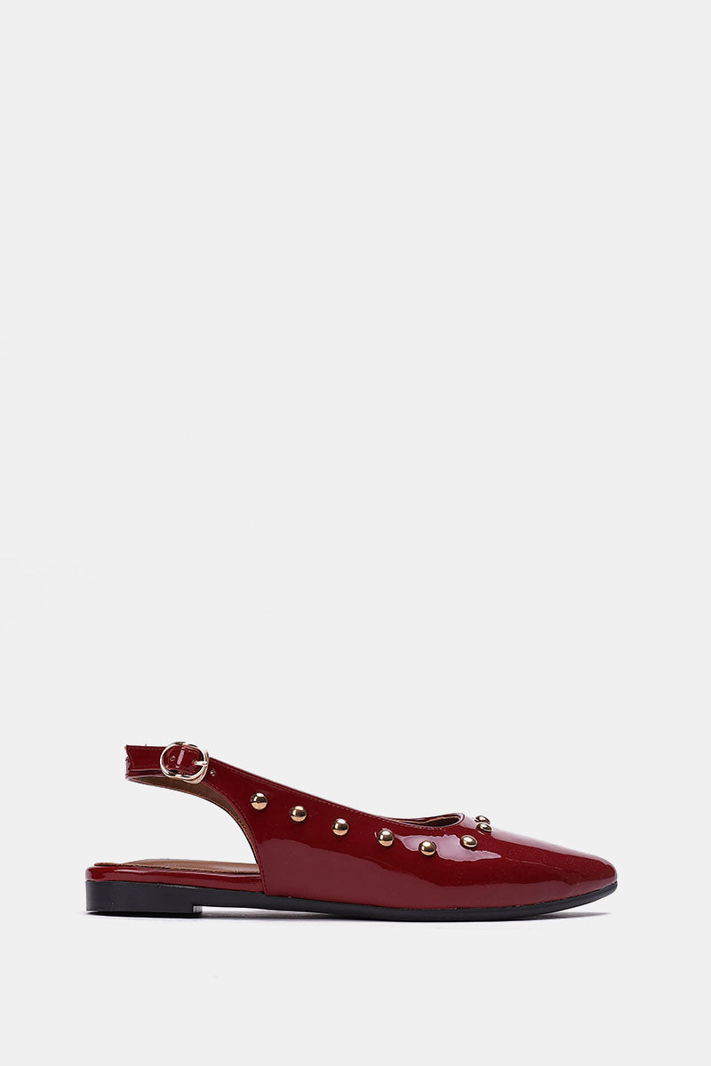 SLINGBACK STUDDED BURGUNDY MULE