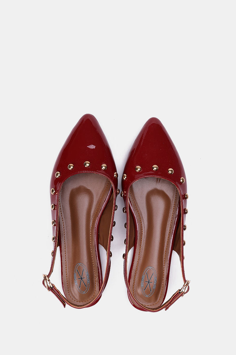 SLINGBACK STUDDED BURGUNDY MULE