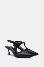 BLACK T-STRAP KITTEN HEELS