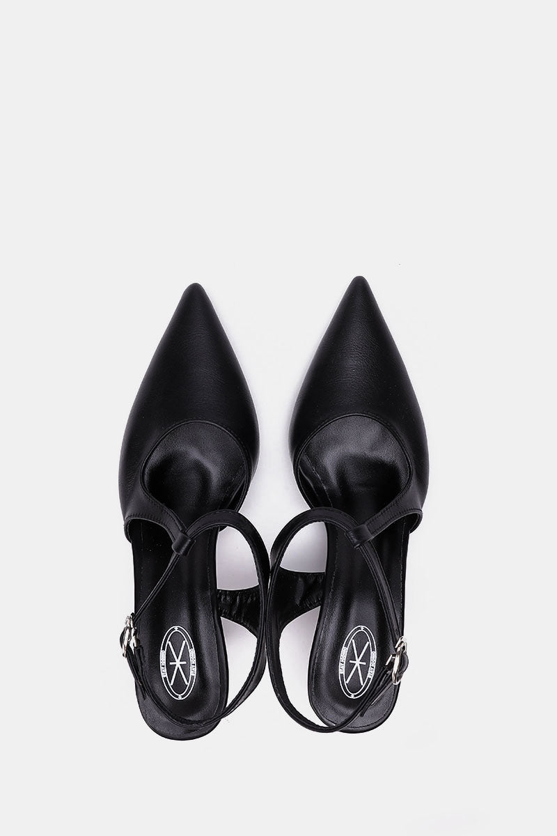 BLACK T-STRAP KITTEN HEELS