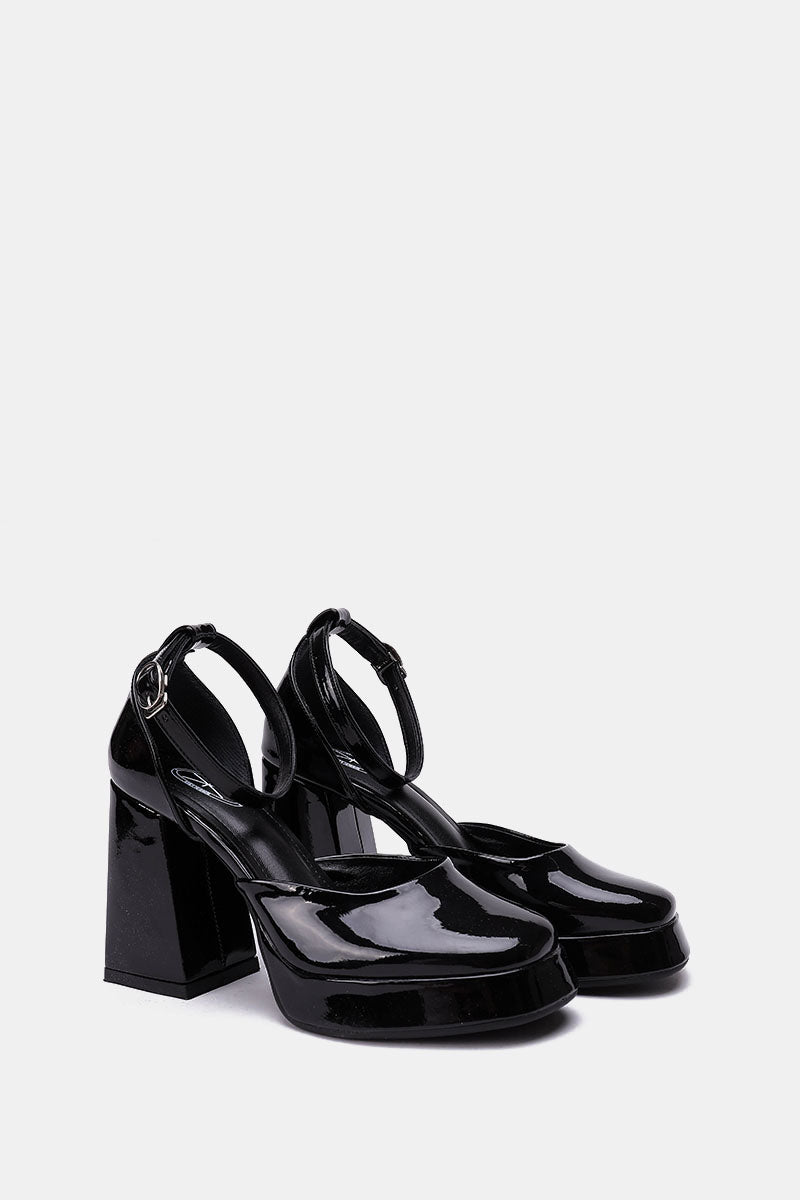 BLACK MARY JANE CHUNKY HEELS