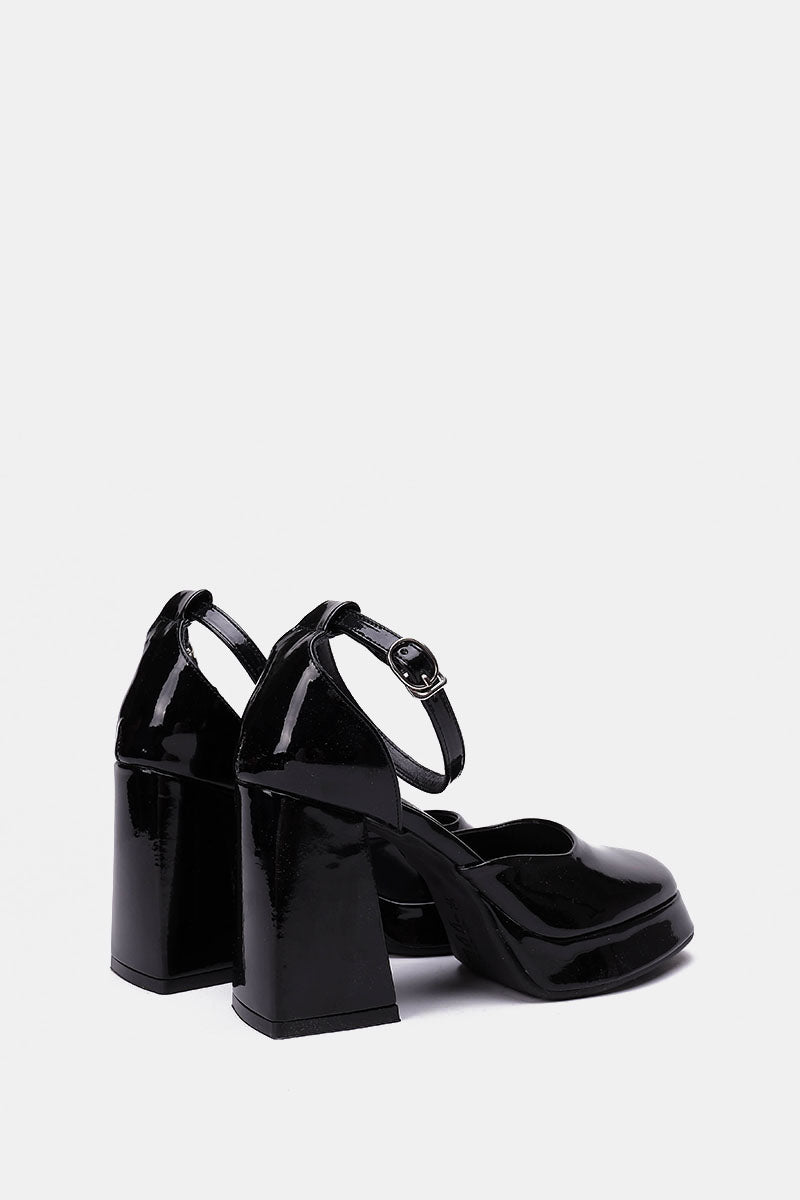 BLACK MARY JANE CHUNKY HEELS