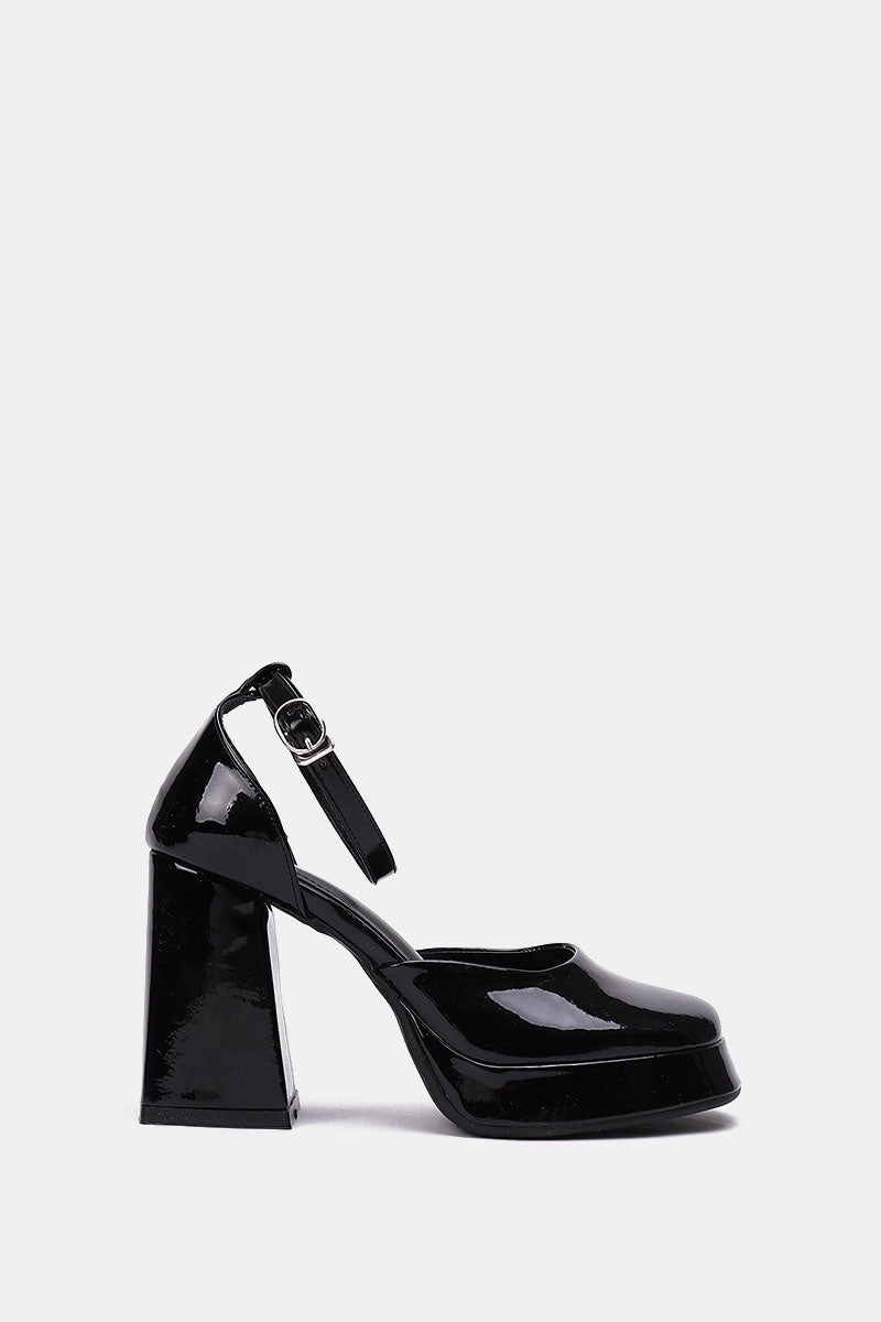 BLACK MARY JANE CHUNKY HEELS