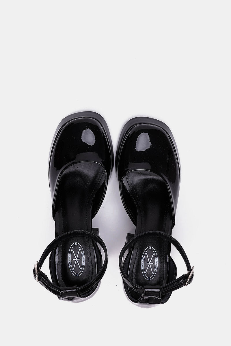 BLACK MARY JANE CHUNKY HEELS
