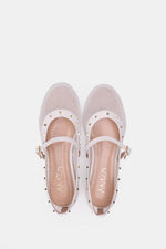 WHITE FISHNET STUDDED FLAT