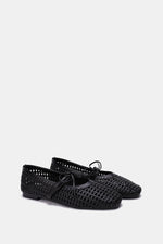 BLACK BRAIDED WOVEN FLAT